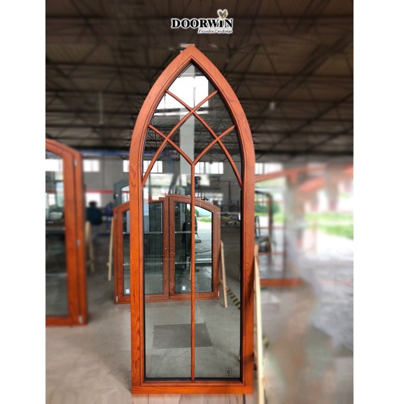 Arched Wooden Pattern Window With Double Glazing Glass Wholesale Oak wood window design French window — product image 5