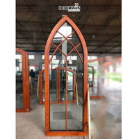 Arched Wooden Pattern Window With Double Glazing Glass Wholesale Oak wood window design French window — thumbnail 5