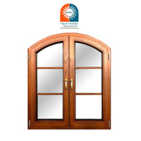 Arched Wooden Pattern Window With Double Glazing Glass Wholesale Oak wood window design French window — thumbnail 2
