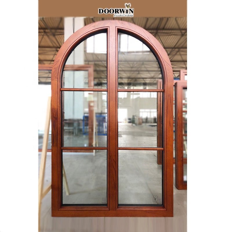 Arched Wooden Pattern Window With Double Glazing Glass Wholesale Oak wood window design French window — product image 4
