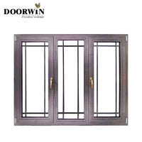 Australia Standard  energy saving Low-E Glass Grille Design Sound Proof Inward Opening Aluminum Clad Wood Casement Door and Wind — thumbnail 2