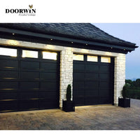 Automatic combined light transmission electric aluminum garage door with wood color — thumbnail 4