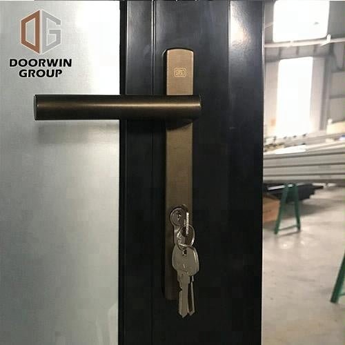 Black powder coated Color frosted tempered glass insert Thermal Break Aluminum hinged French door aluminum profile door by Doorwin - Doorwin Group Windows & Doors