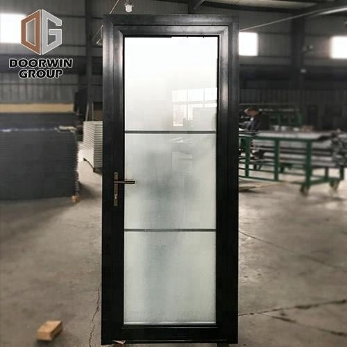 Black powder coated Color frosted tempered glass insert Thermal Break Aluminum hinged French door aluminum profile door by Doorwin — product image 5