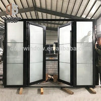 Black powder coated Color frosted tempered glass insert Thermal Break Aluminum hinged French door aluminum profile door by Doorwin — thumbnail 2