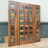 Black walnut solid wood main door designs with CE certificate glass and sidelightby Doorwin — thumbnail 2