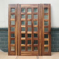 Black walnut solid wood main door designs with CE certificate glass and sidelightby Doorwin — thumbnail 1