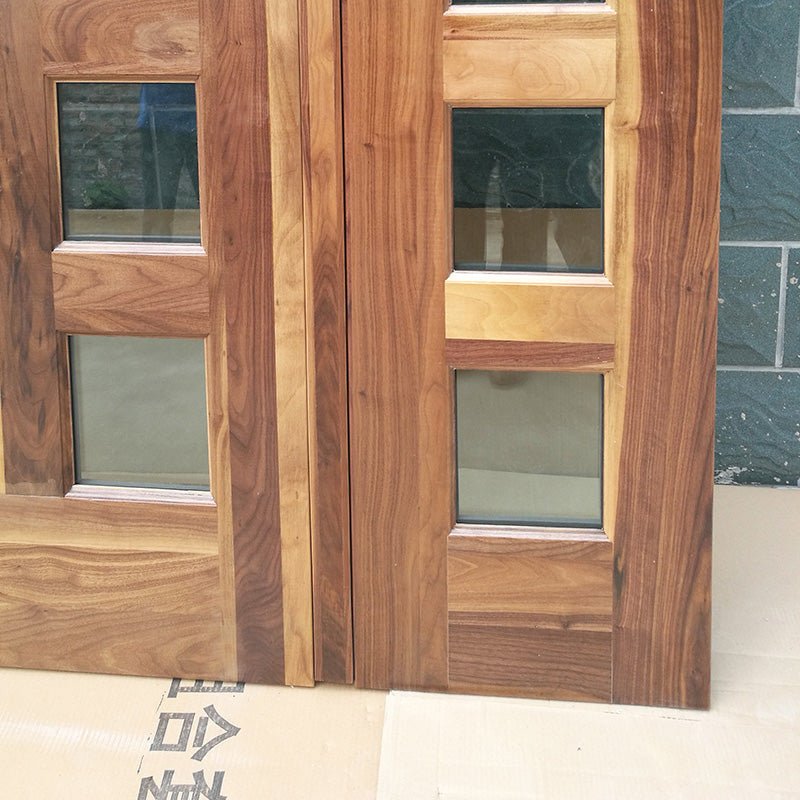 Black walnut solid wood main door designs with CE certificate glass and sidelightby Doorwin — product image 5
