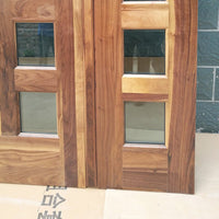 Black walnut solid wood main door designs with CE certificate glass and sidelightby Doorwin — thumbnail 5