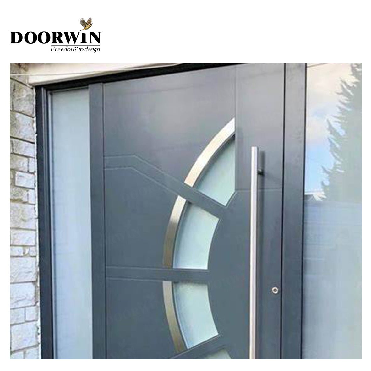 Canada Brooks DOORWIN Wooden doors for arc interiors wood grain entrance door solid wood with patterns casement door — product image 2