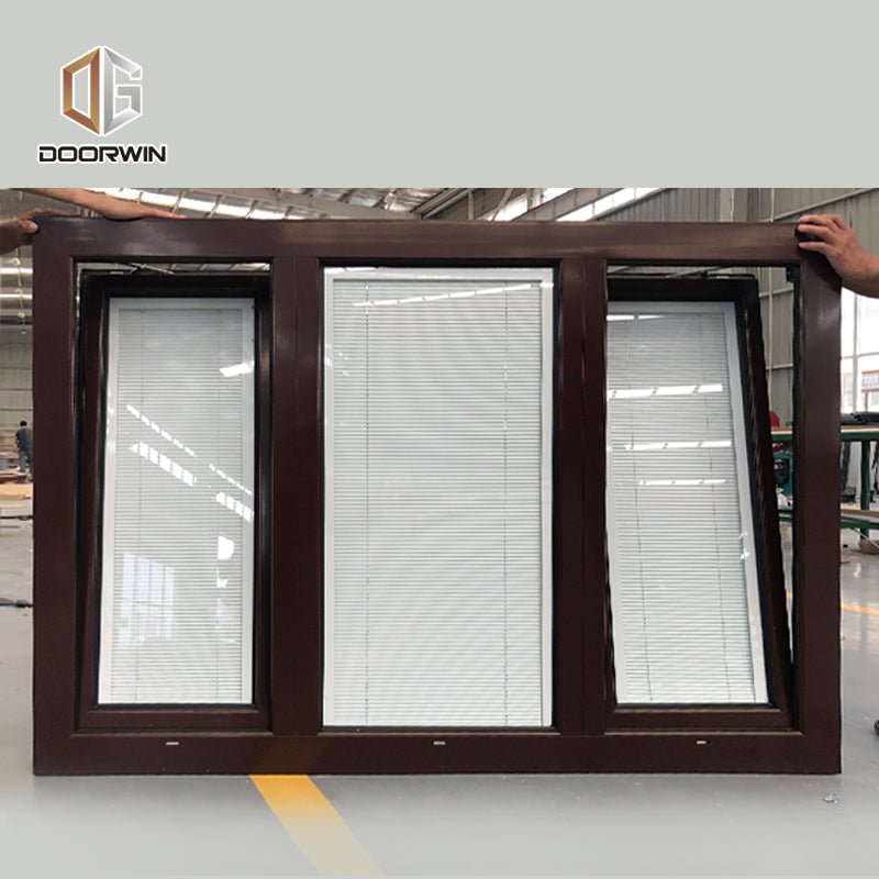 Canada project case oak wood window 3 panel with built in shutter - Doorwin Group Windows & Doors