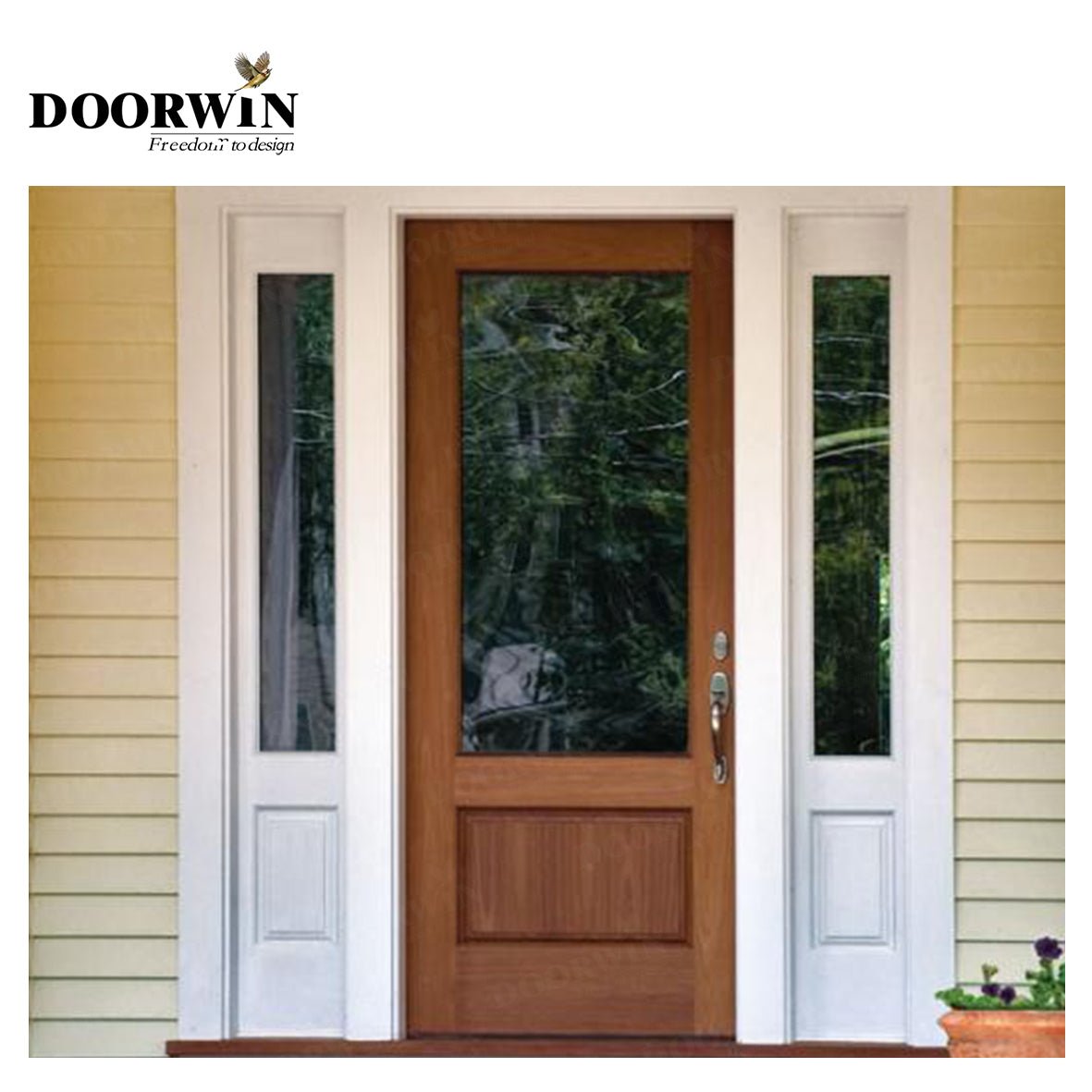 Canada Victoria DOORWIN Wooden single front door designs with fully tempered safty glass door — product image 1