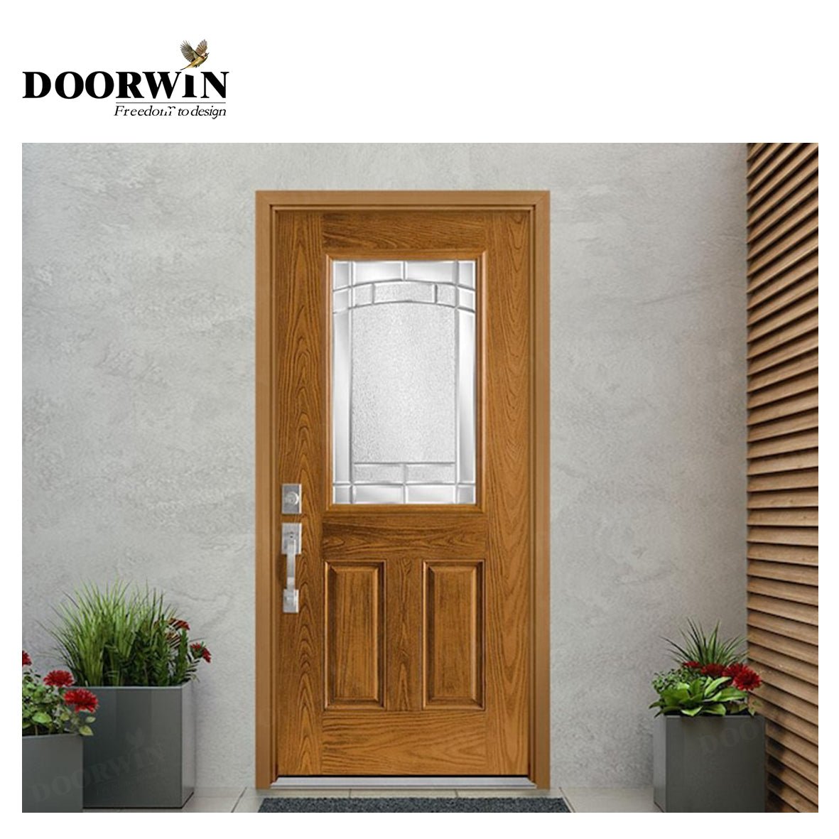 Canada Victoria DOORWIN Wooden single front door designs with fully tempered safty glass door — product image 4