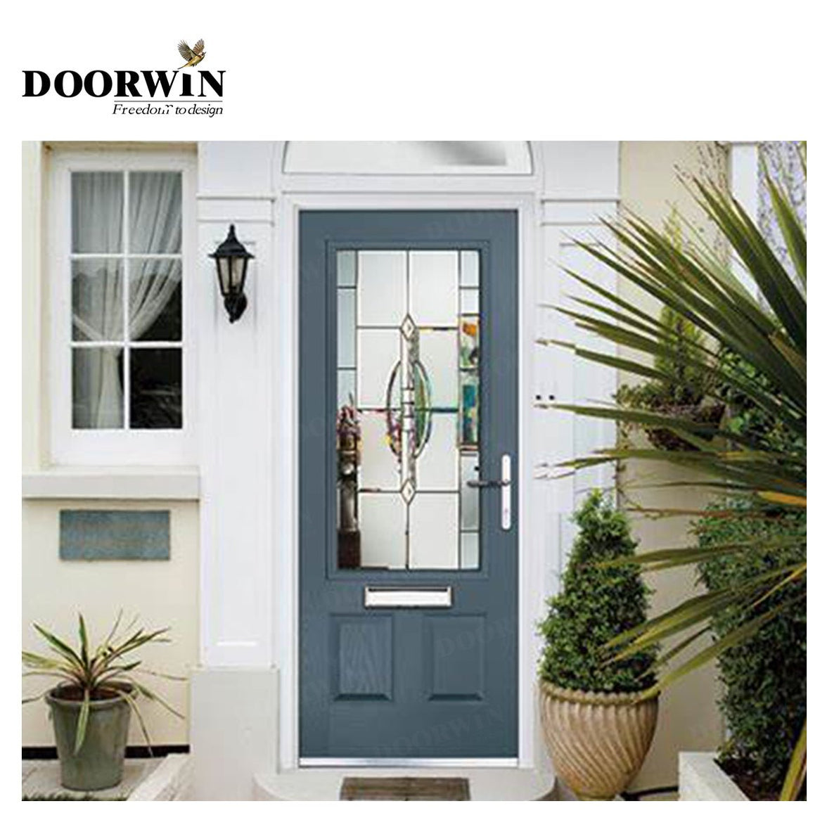 Canada Victoria DOORWIN Wooden single front door designs with fully tempered safty glass door - Doorwin Group Windows & Doors