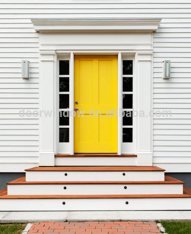 Customer front entry door solid wood panels door with sidelite glass panels for ideas by Doorwin - Doorwin Group Windows & Doors