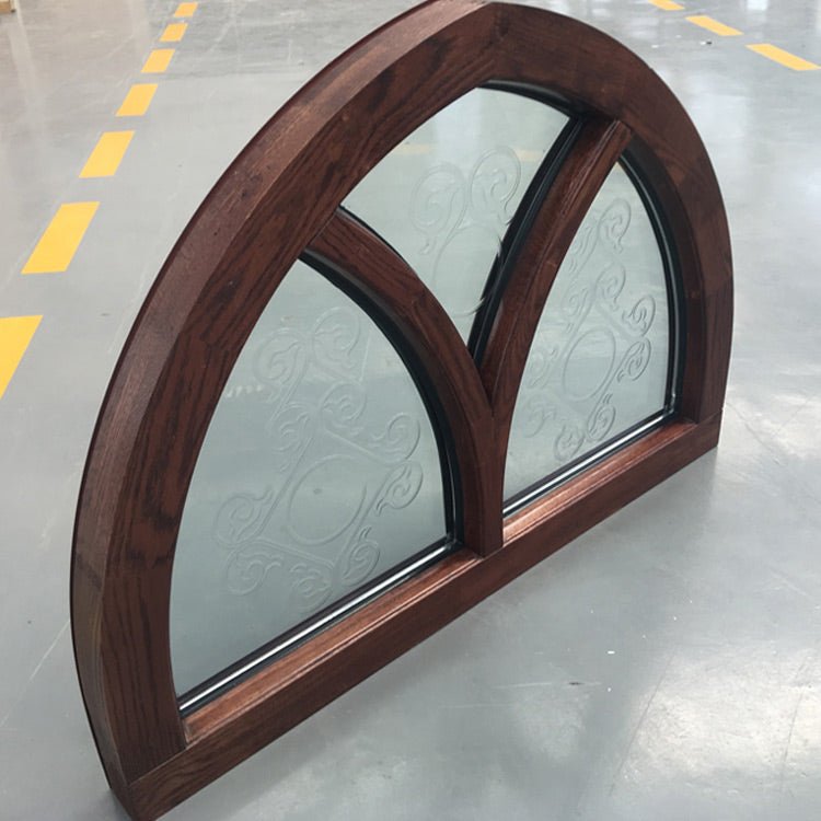 Customized Specialty Shapes Design Arc Top Oak Wood Window Frame with Carved Glass by Doorwin - Doorwin Group Windows & Doors