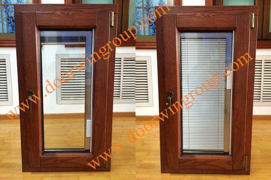 DOORWIN 2021Wood Aluminum Window with Internal Shutters, Aluminium Windows with Solid Wood Cladding (Built-In Shutter) - China Aluminium Window, Wood Window — product image 0