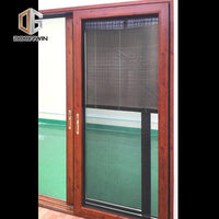 DOORWIN 2021wood grain three rails thermal break aluminum sliding door with screen door — thumbnail 8
