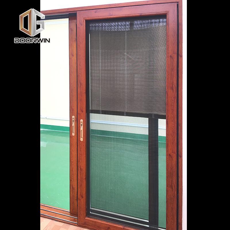DOORWIN 2021wood grain three rails thermal break aluminum sliding door with screen door — product image 7