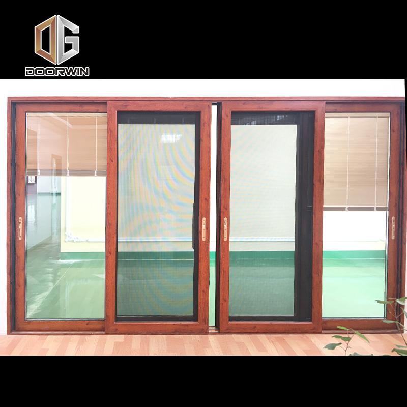 DOORWIN 2021wood grain three rails thermal break aluminum sliding door with screen door — product image 5