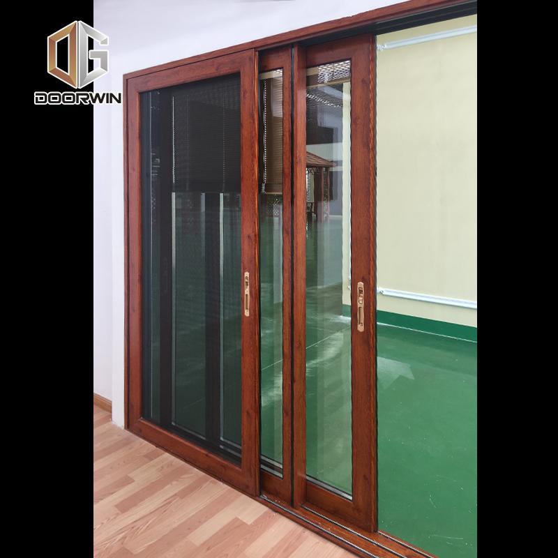 DOORWIN 2021wood grain three rails thermal break aluminum sliding door with screen door — product image 6