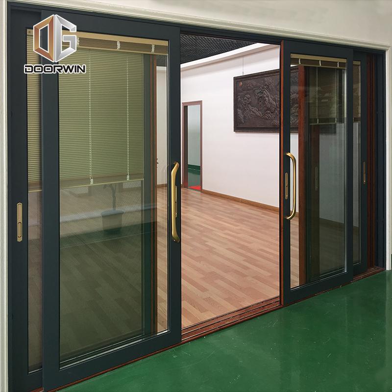 DOORWIN 2021wood grain three rails thermal break aluminum sliding door with screen door — product image 4