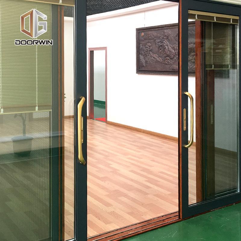 DOORWIN 2021wood grain three rails thermal break aluminum sliding door with screen door — product image 6