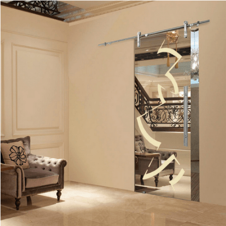 DOORWIN 2021Wooden Mirror Barn Door With Top Trackby Doorwin - Doorwin Group Windows & Doors