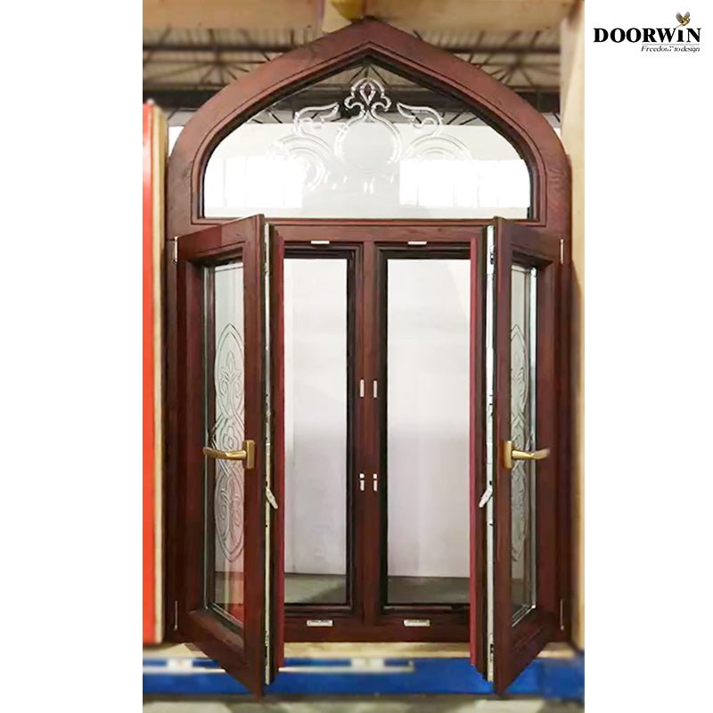 Doorwin arched wood frame casement window modern design tilt and turn wood windows — product image 2