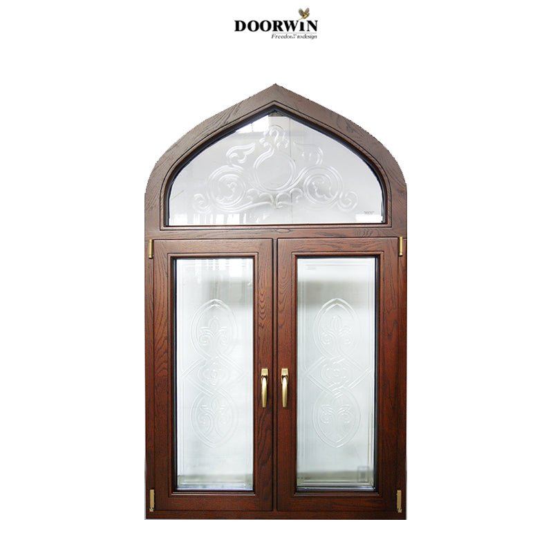 Doorwin arched wood frame casement window modern design tilt and turn wood windows — product image 1