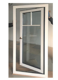 Doorwin Hot Sale White Aluminum Clad Wood Push Out Casement Windows with Grilles — thumbnail 2