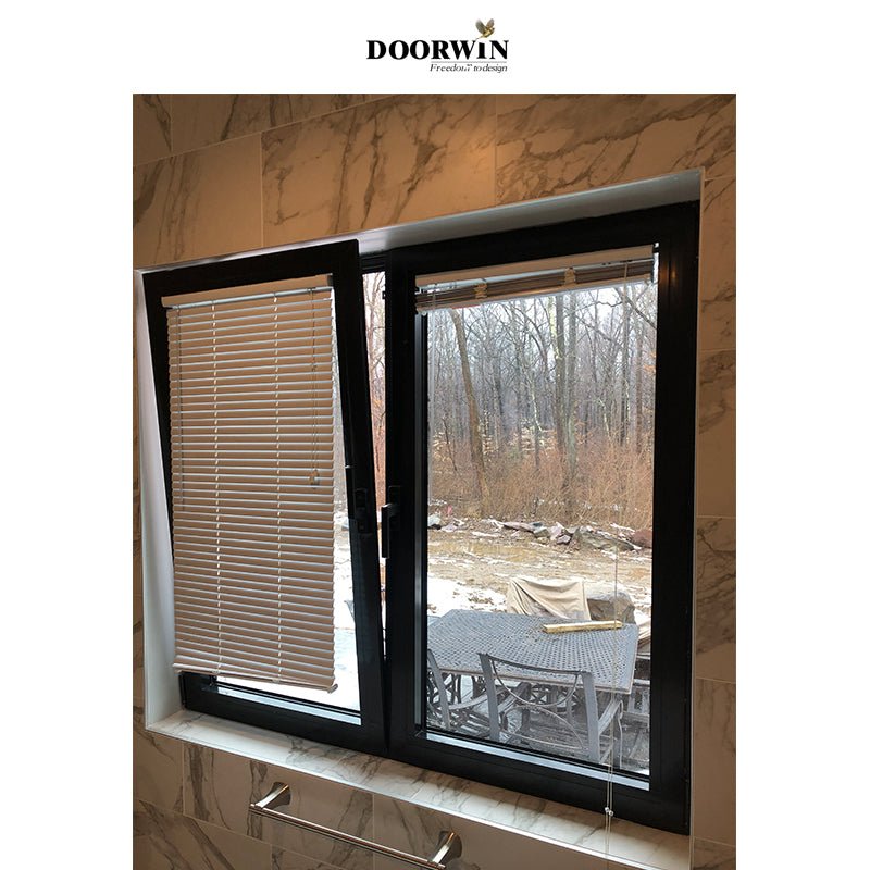 Doorwin new design black general thermal break aluminum tilt turn casement windows with built in shutters for privacy and view — product image 5