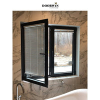 Doorwin new design black general thermal break aluminum tilt turn casement windows with built in shutters for privacy and view — thumbnail 3