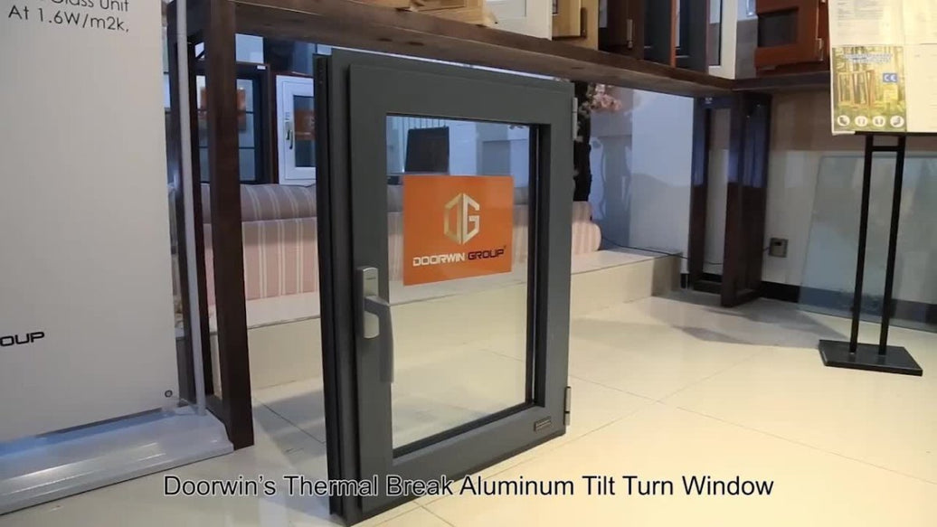 Double swing french casement window aluminum tilt and turn windows grey aluminum windows - Doorwin Group Windows & Doors