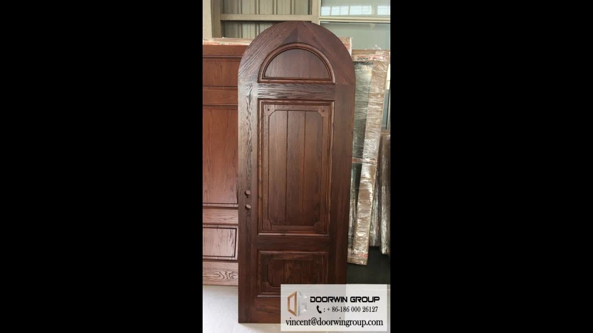 Europe church front door round top design wooden single main door design made of oak woodby Doorwin - Doorwin Group Windows & Doors
