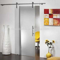 Expensive glass bathroom/room door waterproof designs photo sliding barn door with lifting wheel by Doorwin — thumbnail 1