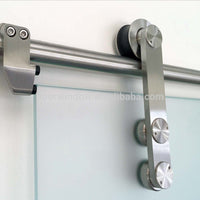 Expensive glass bathroom/room door waterproof designs photo sliding barn door with lifting wheel by Doorwin — thumbnail 5