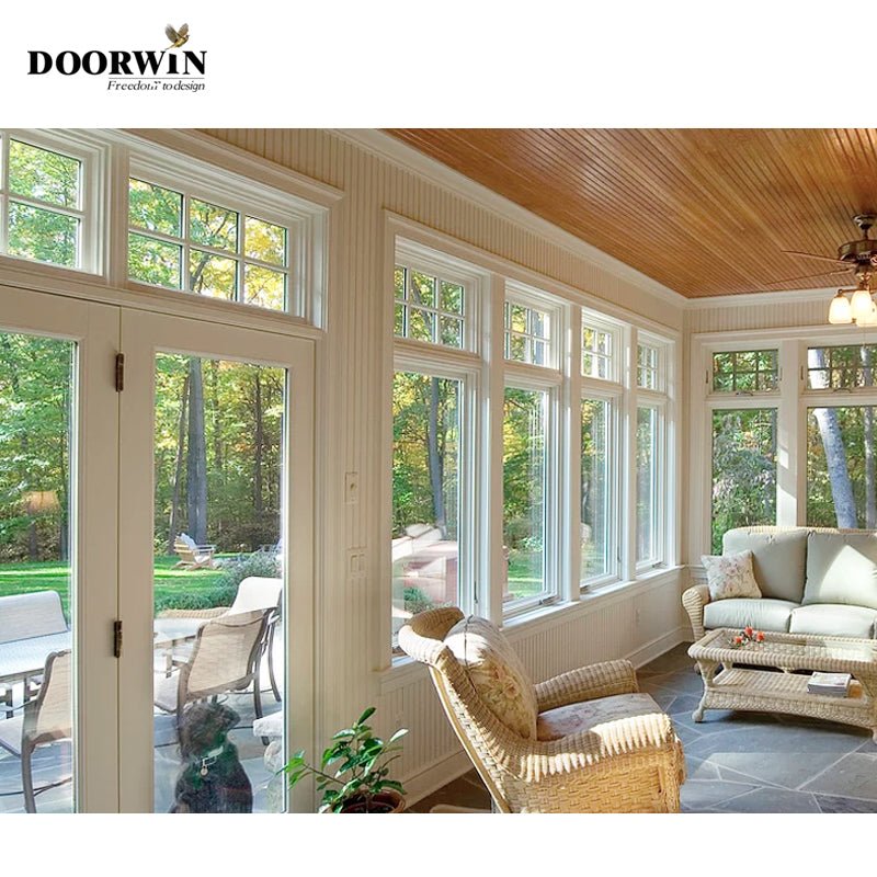 Factory American House Solid Wood Glass-Window-Grill-Design Swing Out Crank Casement Window with Mosquito Screen - Doorwin Group Windows & Doors