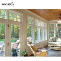 Factory American House Solid Wood Glass-Window-Grill-Design Swing Out Crank Casement Window with Mosquito Screen — thumbnail 2