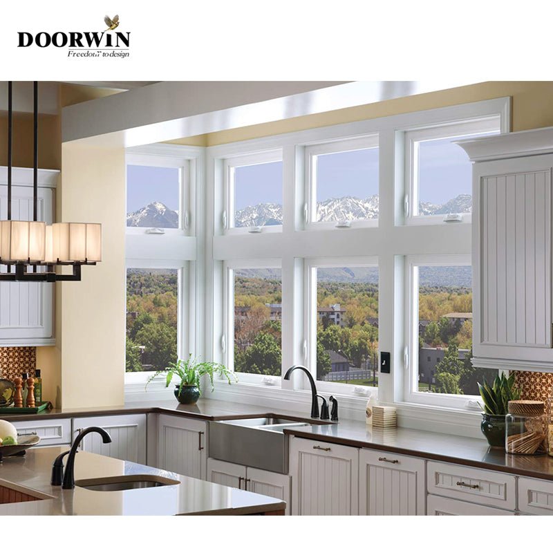 Factory American House Solid Wood Glass-Window-Grill-Design Swing Out Crank Casement Window with Mosquito Screen — product image 3