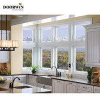 Factory American House Solid Wood Glass-Window-Grill-Design Swing Out Crank Casement Window with Mosquito Screen — thumbnail 3
