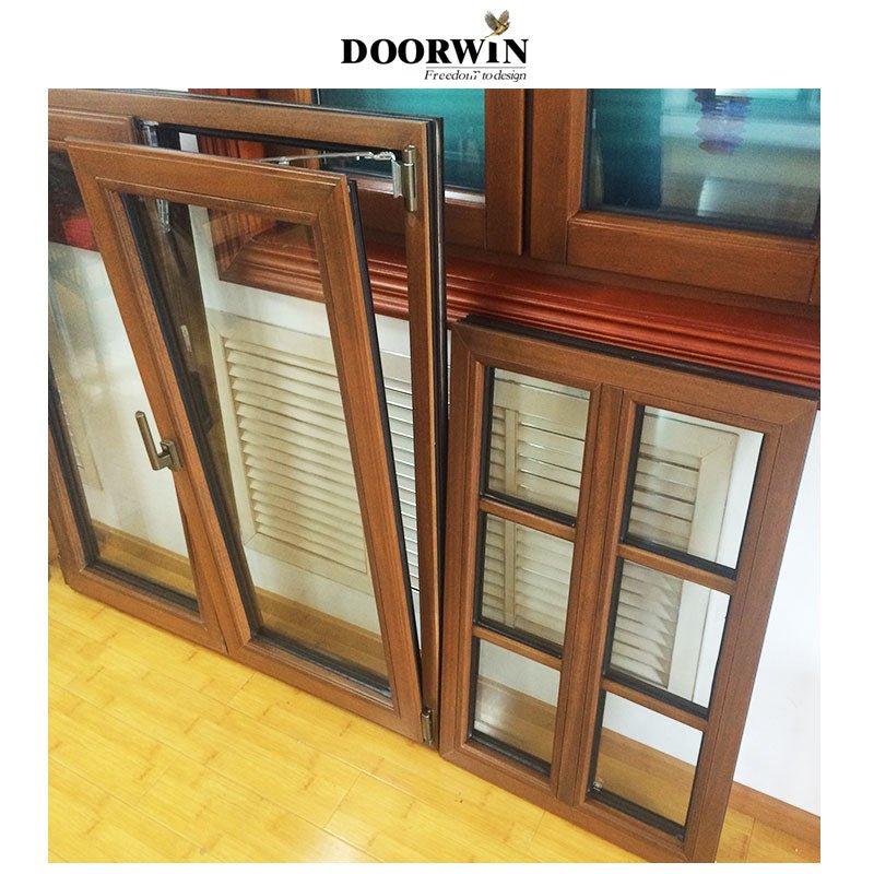Factory cheap price pine wood interior powder painted aluminum swing outward casement windows — product image 4