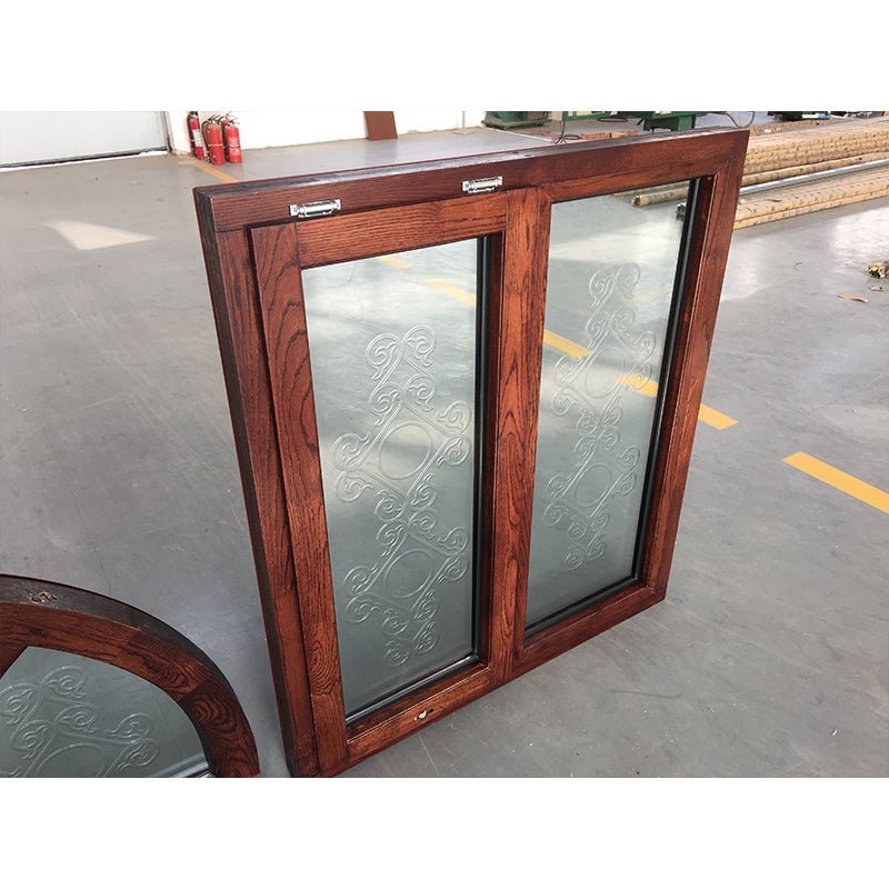 Factory direct selling triple glazed special shape oak cherry wood casement grill windows — product image 6
