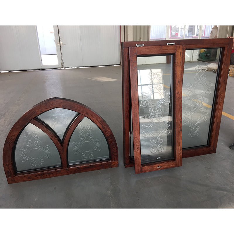 Factory direct selling triple glazed special shape oak cherry wood casement grill windows — product image 2