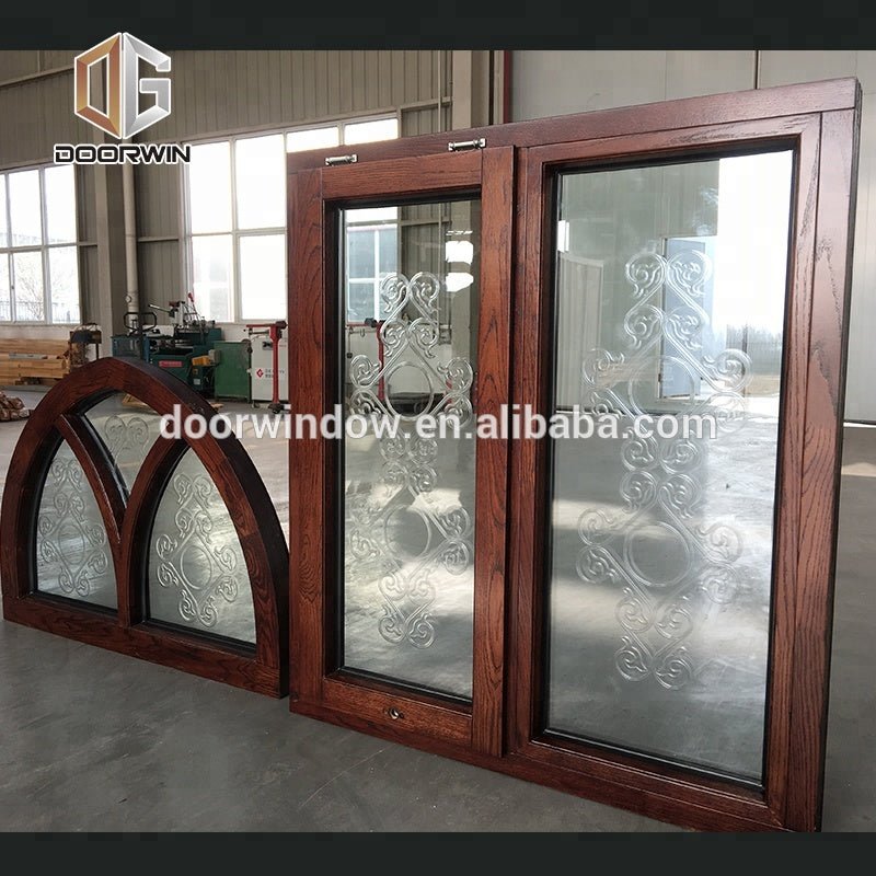 Fantastic arched oak wood window frame with carved glass for houseby Doorwin — product image 6