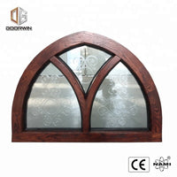 Fantastic arched oak wood window frame with carved glass for houseby Doorwin — thumbnail 1