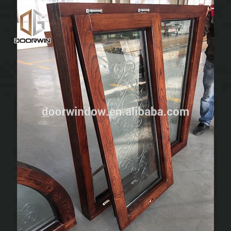 Fantastic arched oak wood window frame with carved glass for houseby Doorwin — product image 5