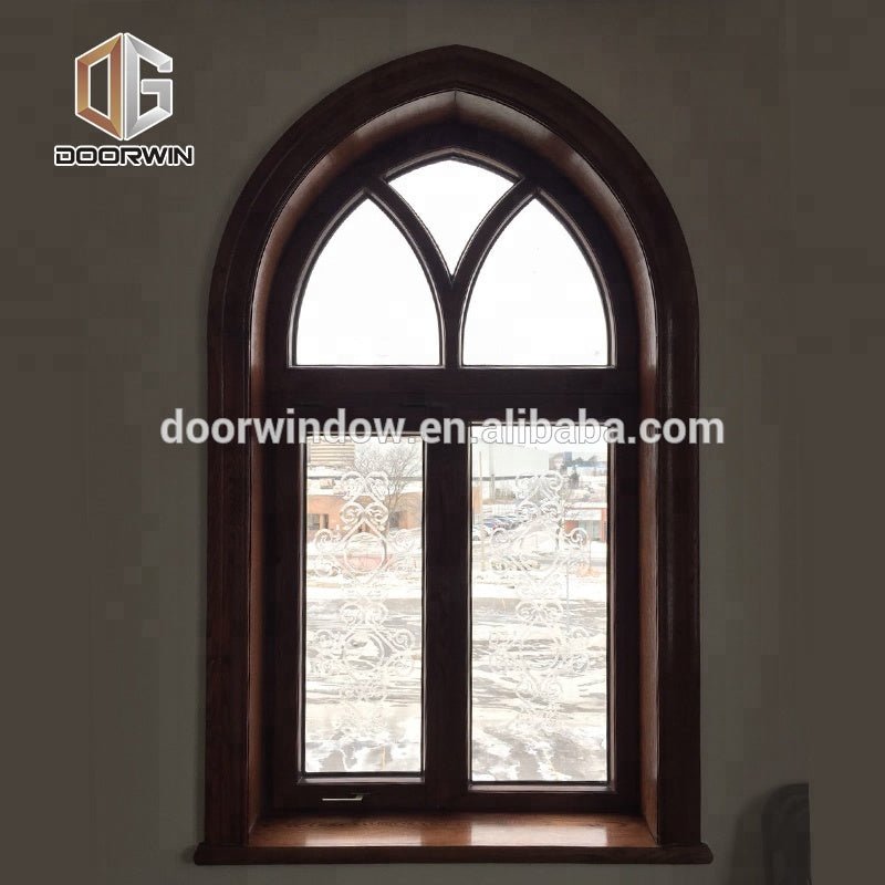 Fantastic arched oak wood window frame with carved glass for houseby Doorwin — product image 7