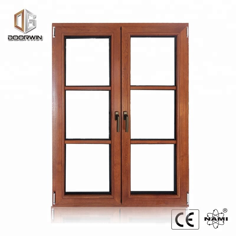 Fashion design of oak wood france window with double glazing glassand real grille designby Doorwin — product image 1