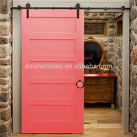 Fashion Design pink paint color pine larch cherry wood High Quality Wooden Fairy sliding barn Door by Doorwin — thumbnail 3